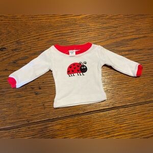 Charming White and Red Doll Shirt with Ladybug Design